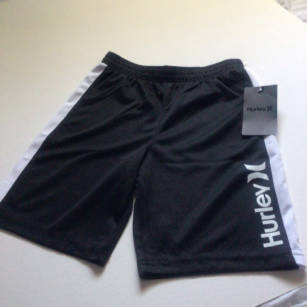 Shorts!! Hurley Kids Black Athletic Shorts with White Stripe Size 7